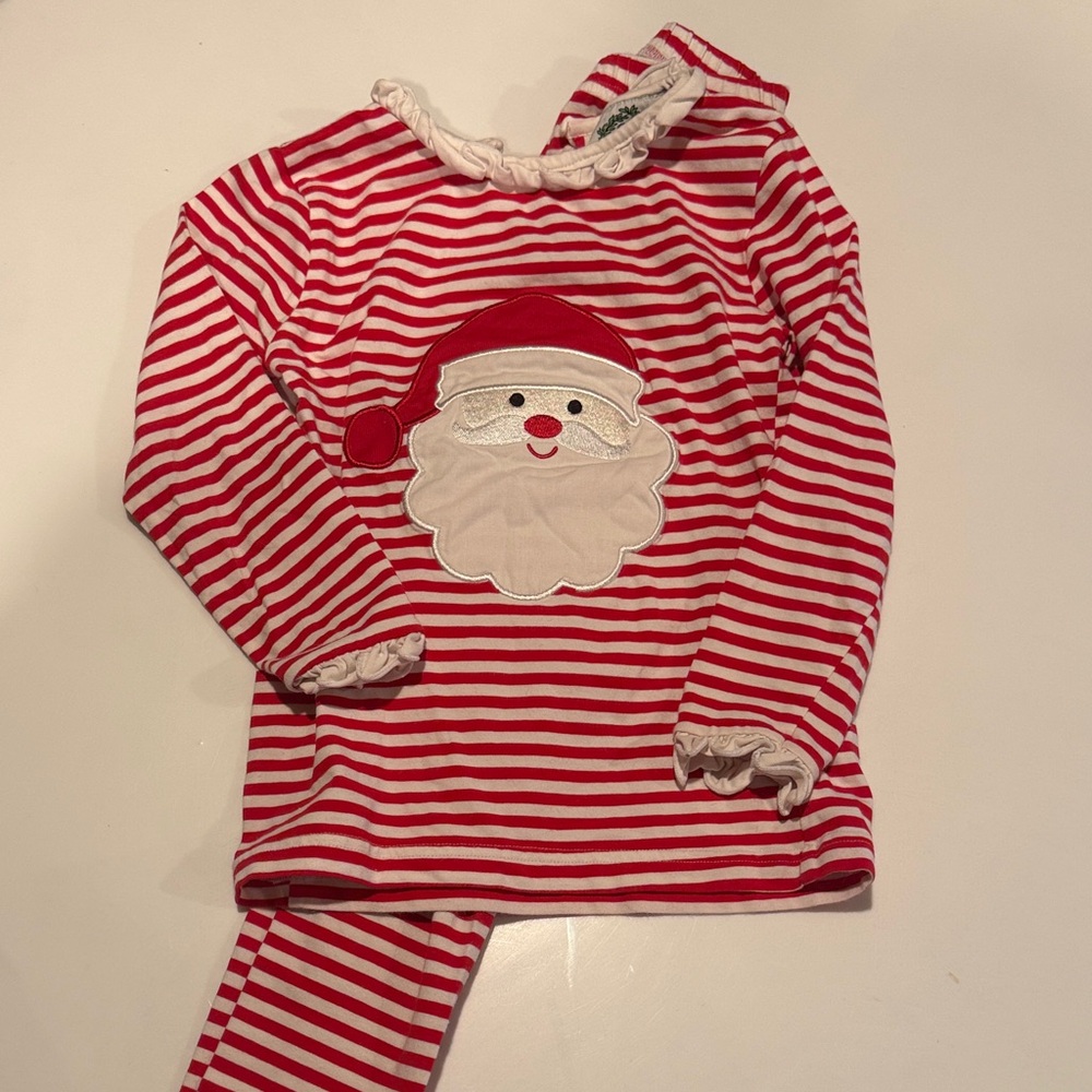 Festive Red and White Striped Santa Kids Pajama Set